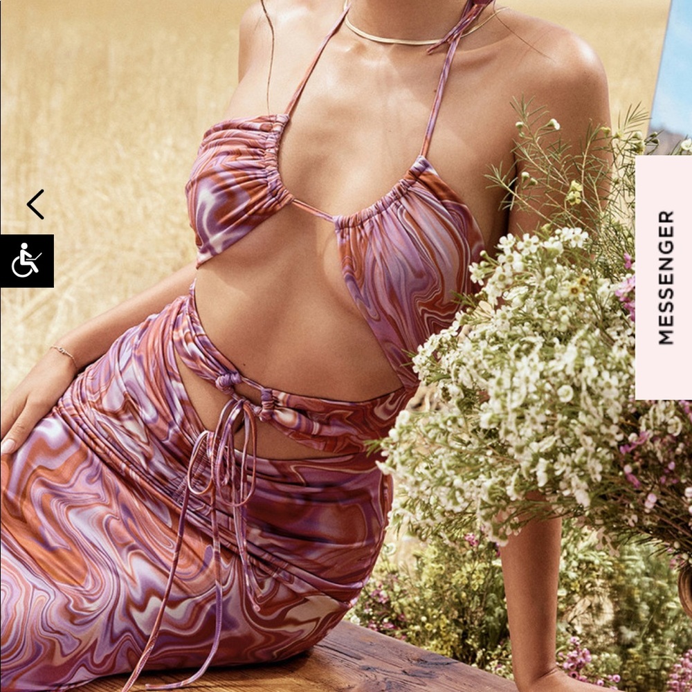 House of CB Kasia Midi Dress in Purple Swirl Cutout